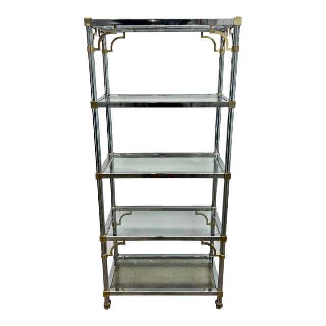 Maison Jansen Style 1970’s Chrome and Brass Étegère For Sale