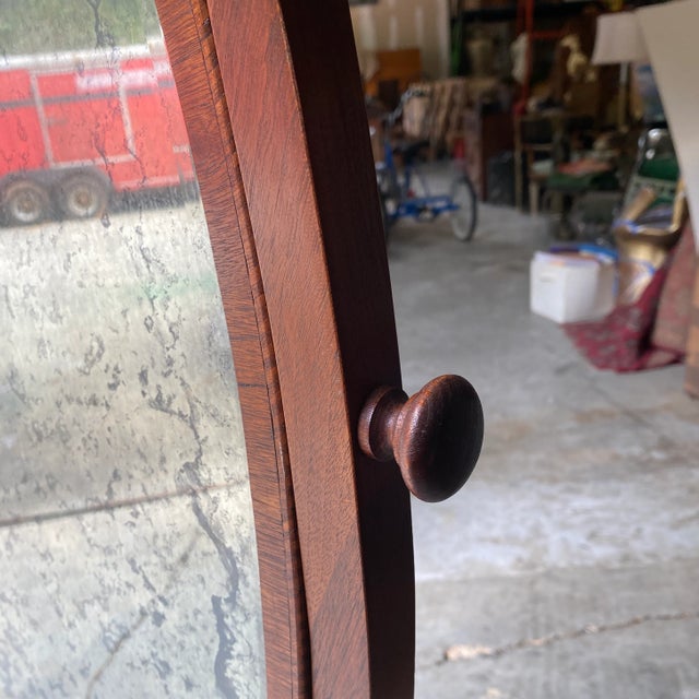 Vintage 1930s Standing Mirror With Mercury Beveled Glass and Wooden Marquetry For Sale - Image 4 of 7