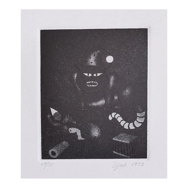 Zivko Djak, Dreamy, Etching, 1973 For Sale