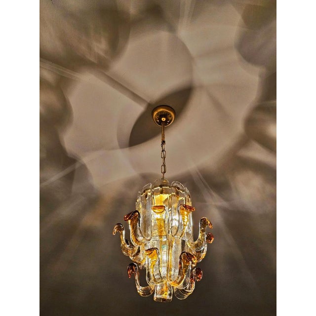 Amber Glass Pendant with Petals attributed to Toni Zuccheri for Mazzega, Italy, 1960s For Sale - Image 12 of 14