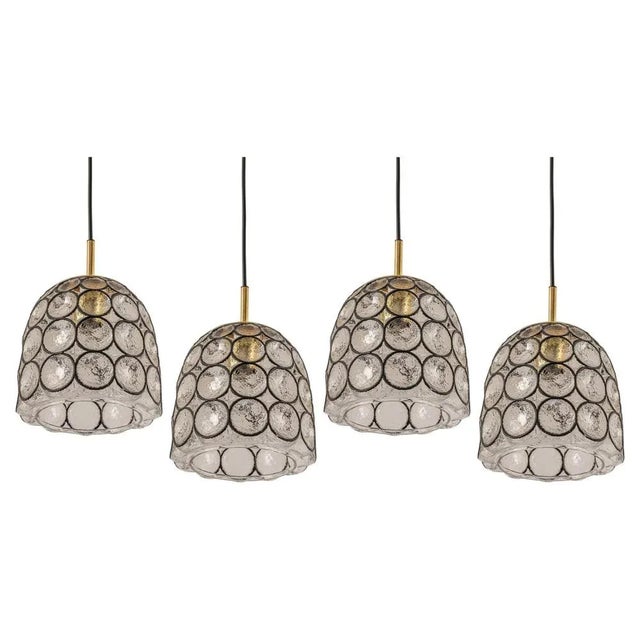 1 of 4 petite minimalist iron and clear glass pendant light manufactured by limburg glashutte, germany, circa 1960-1969....