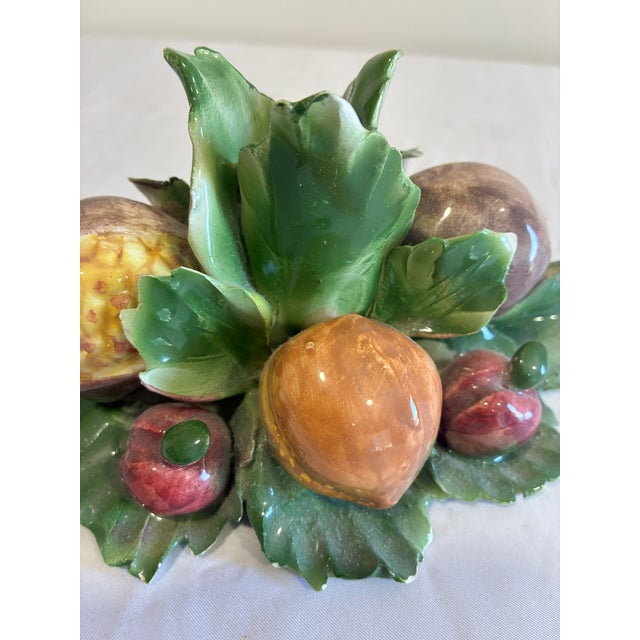 Vintage Italian Capodimonte Porcelain Harvest Fruit Taper Candle Holder For Sale - Image 9 of 11
