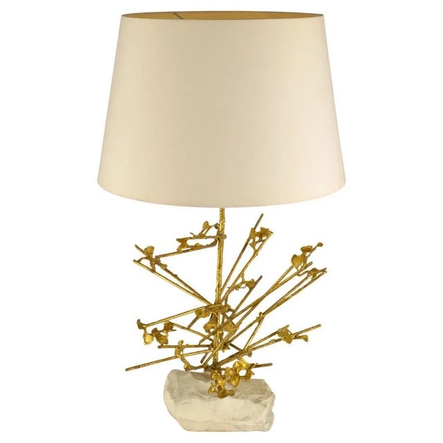 Sculptural Brutalist table lamp designed and manufactured by an Abstract artists and sculptor from Belgium, 1970's. The...