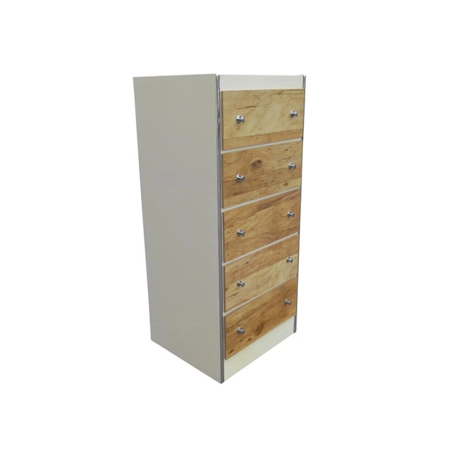 1970s Vintage Dixie 5-Drawer Lacquer and Wood Tall Dresser With Chrome Accent For Sale - Image 5 of 12