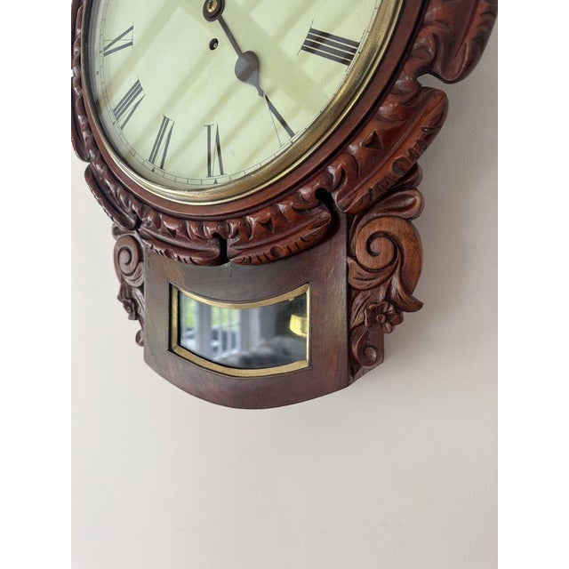 Antique Mahogany Drop Dial Wall Clock, 1860 For Sale - Image 4 of 6