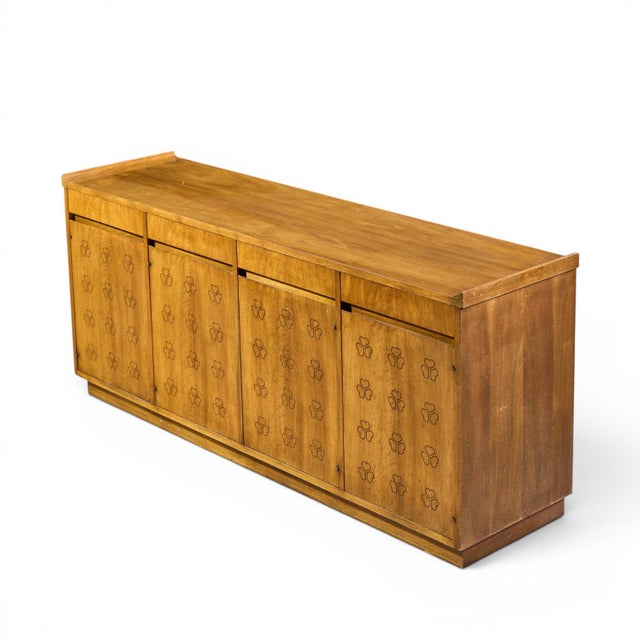 John Widdicomb Mid Century Walnut Clover Credenza For Sale - Image 9 of 10