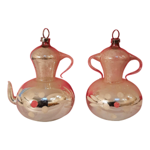 Antiques Christmas Ornaments Teapot and Vase Mercury Glass