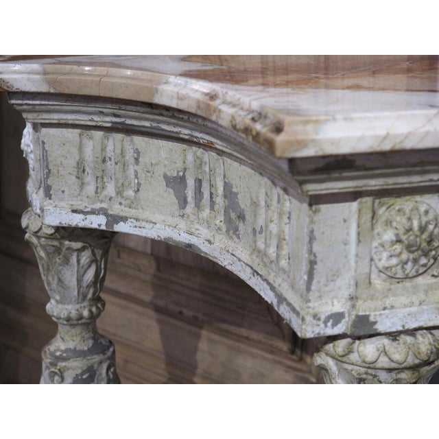 Antique French Painted Louis XVI Style Console Table With Marble Top For Sale - Image 18 of 18