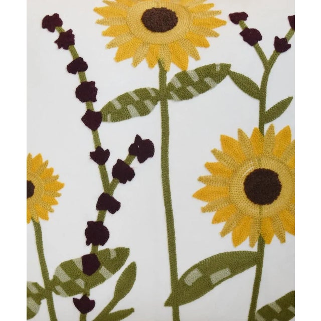 Abstract Woven Golden Yellow Sunflower Flowers Feather/Down Pillow 20” Square For Sale - Image 4 of 8