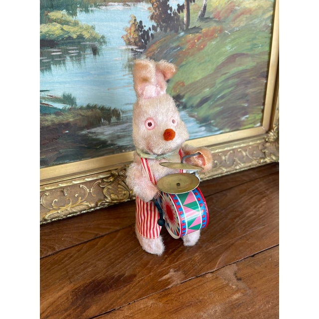 Vintage Wind-Up Bunny Rabbit Toy With Drum and Cymbals, 1950s-1960s.. For Sale In Seattle - Image 6 of 10