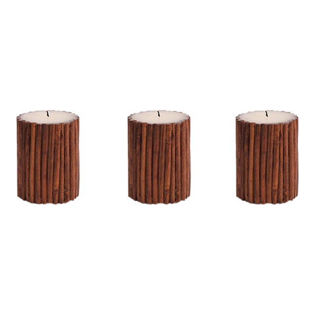 Cinnamon Stick Scented 5" Pillar Candles, Set of 3 For Sale
