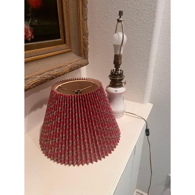 American Vintage Electrified Porcelain Oil Lamp For Sale - Image 3 of 4