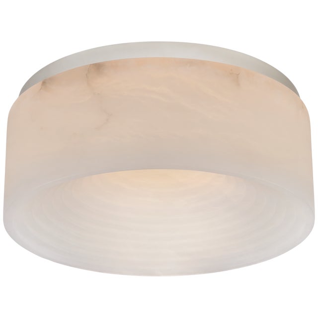 Kelly Wearstler for Visual Comfort Signature Otto Medium Flush Mount in Polished Nickel with Alabaster For Sale