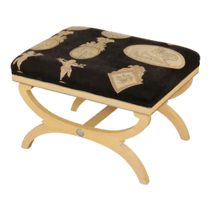 Vintage Classical Style Custom Upholstered Curule Stool