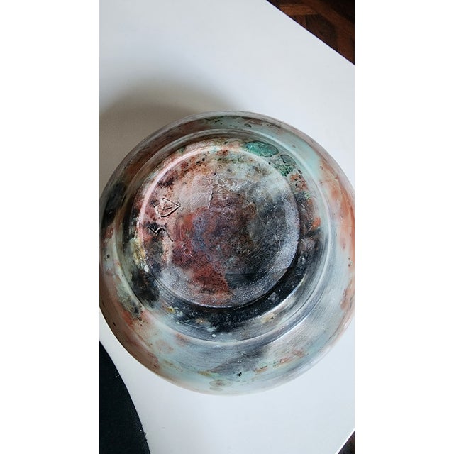 Ceramic 1960s Pink and Grey Raku Vase For Sale - Image 7 of 8