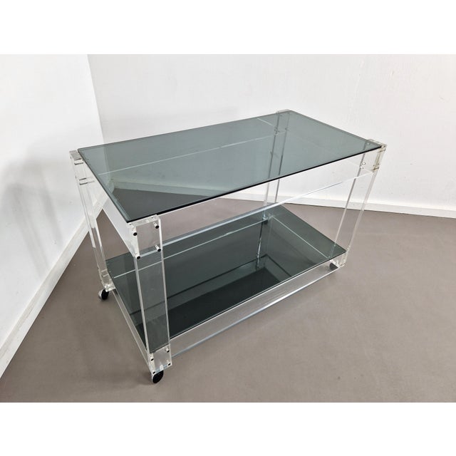 Acrylic and Smoked Glass Trolley, 1970s For Sale - Image 9 of 9