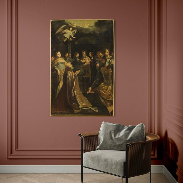 Italian Artist, Marriage of the Virgin, 1770, Oil on Canvas For Sale - Image 12 of 15