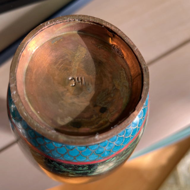 Asian Cloisonne Vases - Pair For Sale In Naples, FL - Image 6 of 10