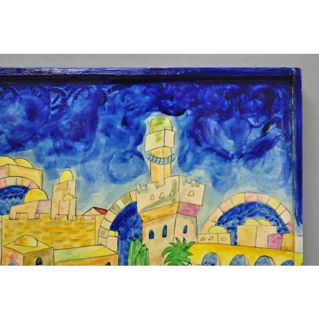 Vintage Yair Emanuel Judaica Hand Painted Wood Challah Board Made in Israel For Sale In Philadelphia - Image 6 of 14