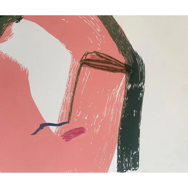 Kinga Wojciechowska, Pink Portrait, Linocut, 2023, in Flawless conditions. Designed from 2000 This piece has an...