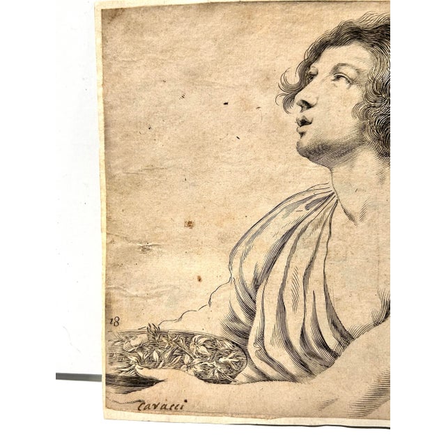 Traditional Mid 18th Century Italian Engraving of Angel, Signed Cavalli For Sale - Image 3 of 12