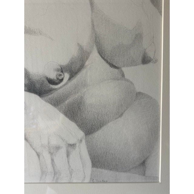 Coastal Vintage Coastal Nude Female Graphite Portrait Drawing Signed For Sale - Image 3 of 5