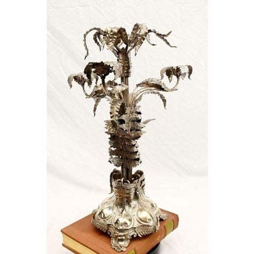 Gold Silver Plate Palm Tree Candelabra, Sheffield For Sale - Image 8 of 18