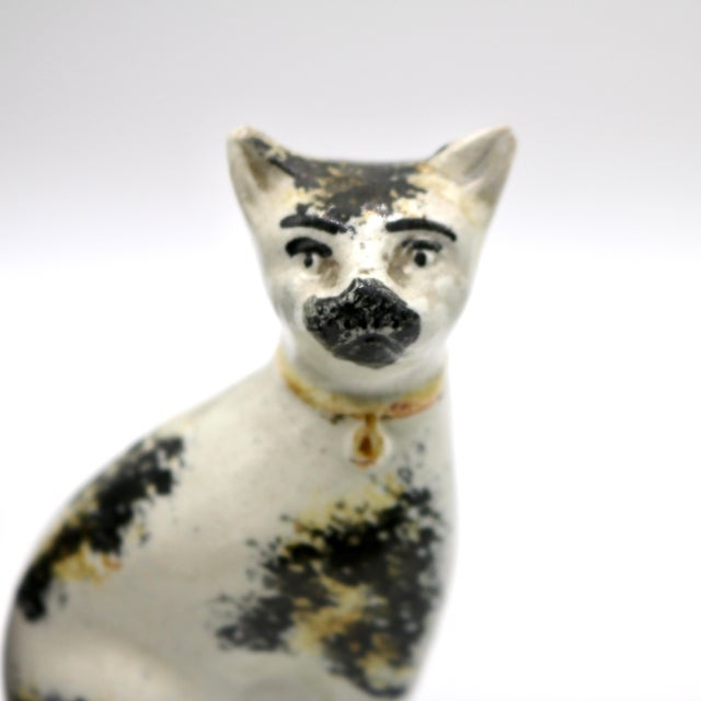 Antique 19th-Century English Staffordshire Spongeware Cat Figurine For Sale - Image 11 of 13