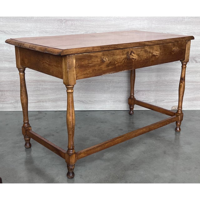 1900 - 1909 Pair of Early 20th Spanish Mobila Country Farm Desk With Two Drawers For Sale - Image 5 of 9
