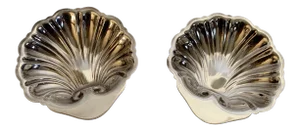 Mid 20th Century Canterbury Silversmith "Empress" Silver Plate Shell Salt Cellars - a Pair