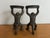 Vintage pair of heavy cast iron monkey candlesticks. Faces are painted light brown.