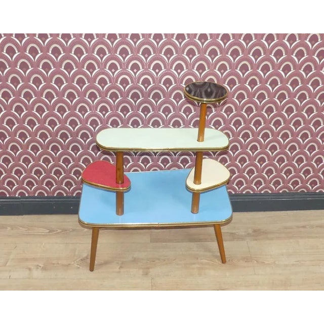 Blue Large Colorful Flower Table, 1950s For Sale - Image 8 of 12