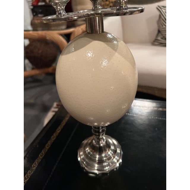 Anthony Redmile Silver Plate & Ostrich Egg Candlesticks -a Pair For Sale - Image 4 of 11