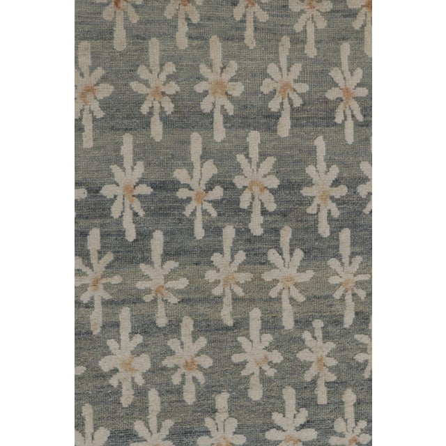Rug & Kilim’s Block Print Rug Design in Brown With Gray Floral Motifs For Sale In New York - Image 6 of 8