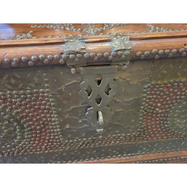 Antique Brass-Studded Zanzibar Chest/Trunk For Sale - Image 11 of 12