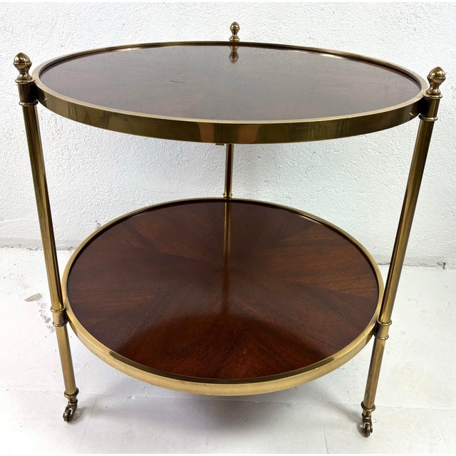 Mid-Century Vintage Walnut and Brass Side Table by Baker Furniture For Sale In Philadelphia - Image 6 of 10