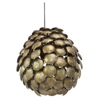 Gold Florentine Iron Pendant Light by Simoeng For Sale