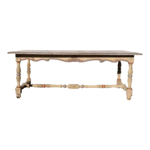 Mid 19th Century French Henri II Painted Oak Library / Desk / Dining Table