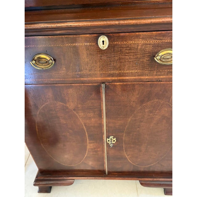 Antique Victorian Mahogany Inlaid Bookcase, 1880 For Sale - Image 10 of 18