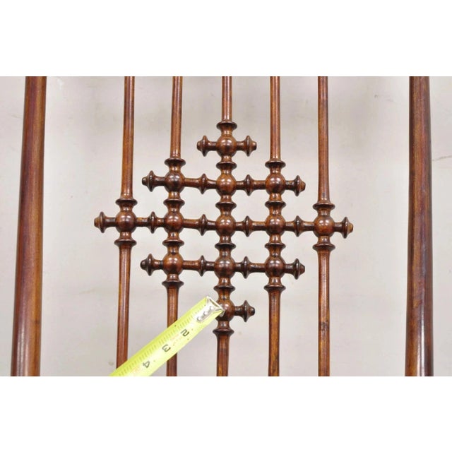 Late 19th Century Victorian Aesthetic Movement Chestnut Stick & Ball Spindle Rocker Rocking Chair For Sale In Philadelphia - Image 6 of 12