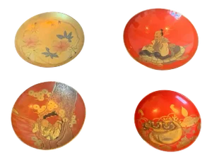 Japanese Lacquered Sake Cups Meiji Period - Set of 4
