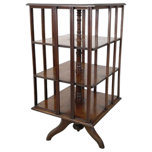 Vintage English Revolving Bookcase in Wood, 1920s