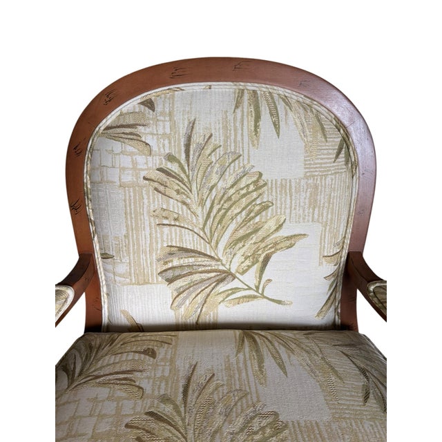 French Provincial Thomasville Furniture Mid 20th Century Indies Style Bergère Armchair For Sale - Image 3 of 12