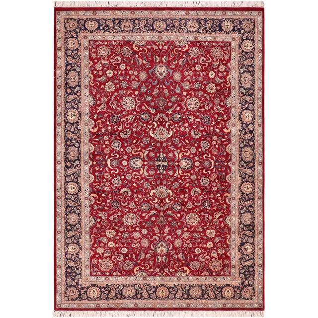 Beautiful Floral 1990's Pak-Persian Red/Blue Wool Rug - 6'2'' X 9'2'' For Sale - Image 9 of 9