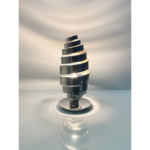 Vintage Space Age Chrome Table Lamp, 1970s, in Flawless conditions. Designed 1970 to 1979 European Plug (up to 250V).The...