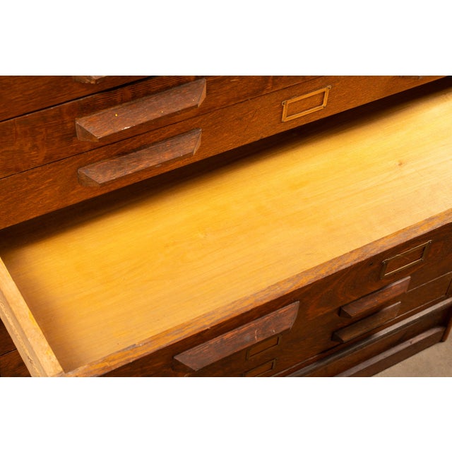 Wood Large Antique Tiger Oak Flat File For Sale - Image 7 of 12