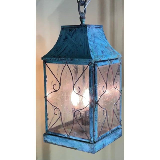 Mid-Century Modern Stunning Vintage Copper Hanging Lantern For Sale - Image 3 of 12