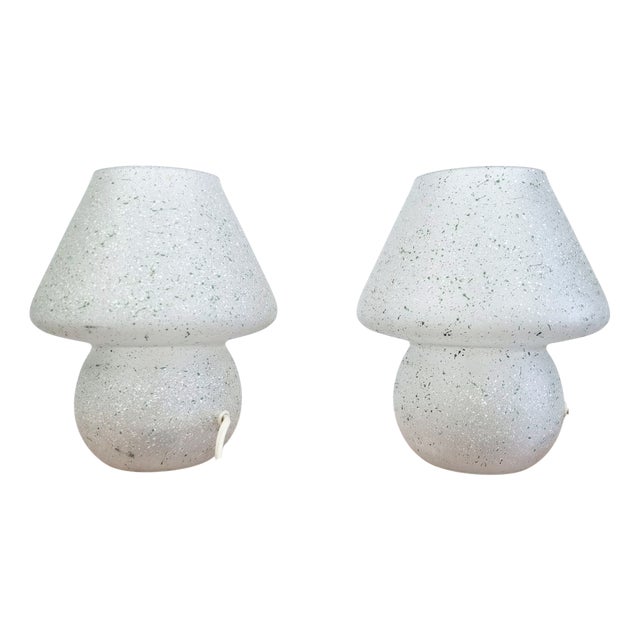 Mushroom Murano Glass Table Lamps by Vistosi, 1970s, Set of 2 For Sale