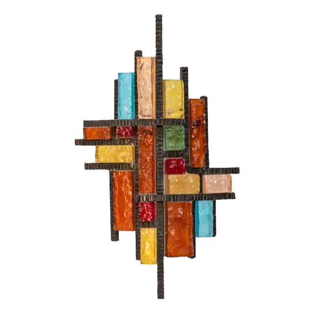 Vintage Italian Brutalist Wall Light by Longobard, 1970s For Sale