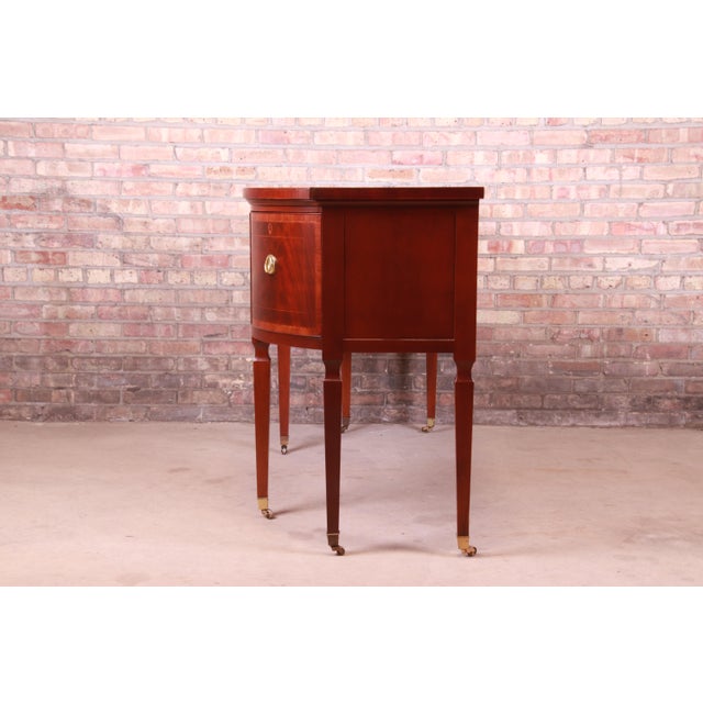 Baker Furniture Stately Homes Sheraton Bow Front Inlaid Mahogany Sideboard For Sale - Image 10 of 13